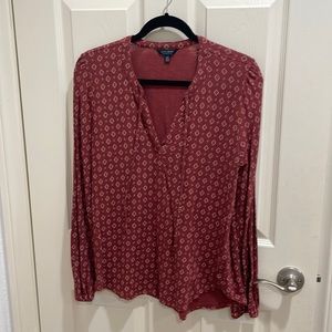 Rust, printed lucky brand blouse. Size medium